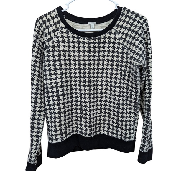 J Crew Houndstooth Long Sleeve Sweatshirt Size S 100%‎ Cotton - Picture 3 of 4